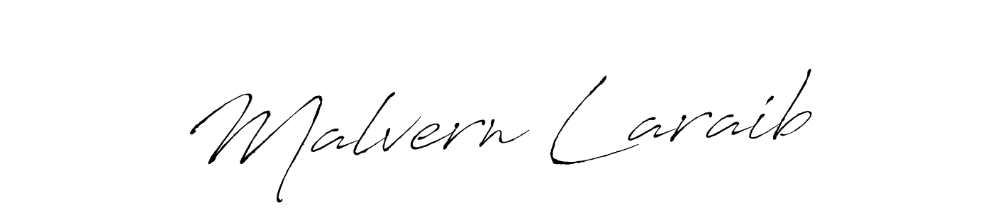 How to make Malvern Laraib name signature. Use Antro_Vectra style for creating short signs online. This is the latest handwritten sign. Malvern Laraib signature style 6 images and pictures png