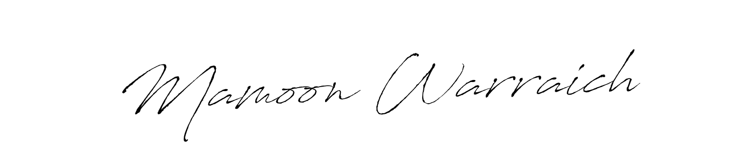 Make a beautiful signature design for name Mamoon Warraich. With this signature (Antro_Vectra) style, you can create a handwritten signature for free. Mamoon Warraich signature style 6 images and pictures png