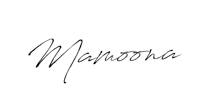 Use a signature maker to create a handwritten signature online. With this signature software, you can design (Antro_Vectra) your own signature for name Mamoona. Mamoona signature style 6 images and pictures png