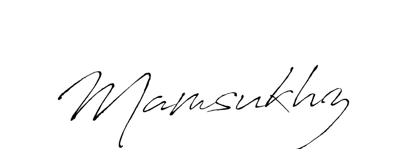 Make a beautiful signature design for name Mamsukhz. With this signature (Antro_Vectra) style, you can create a handwritten signature for free. Mamsukhz signature style 6 images and pictures png