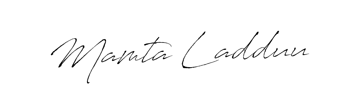 How to make Mamta Ladduu name signature. Use Antro_Vectra style for creating short signs online. This is the latest handwritten sign. Mamta Ladduu signature style 6 images and pictures png