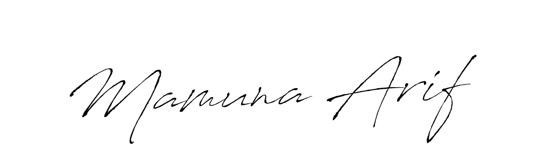 Make a beautiful signature design for name Mamuna Arif. With this signature (Antro_Vectra) style, you can create a handwritten signature for free. Mamuna Arif signature style 6 images and pictures png