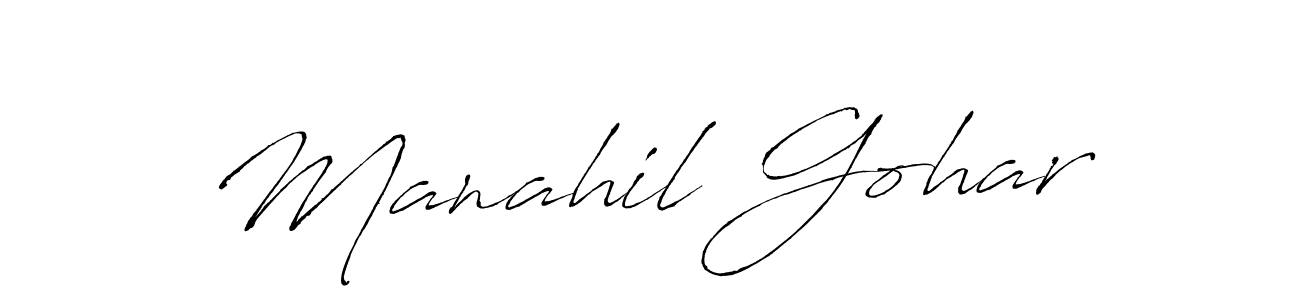 Design your own signature with our free online signature maker. With this signature software, you can create a handwritten (Antro_Vectra) signature for name Manahil Gohar. Manahil Gohar signature style 6 images and pictures png