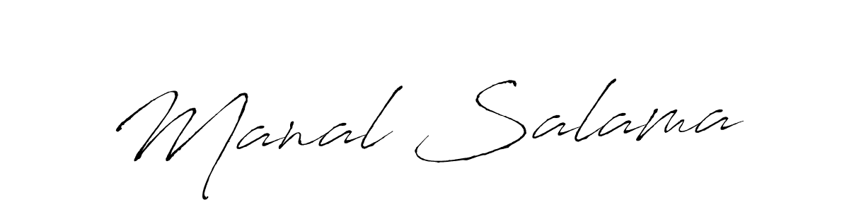 Make a beautiful signature design for name Manal Salama. With this signature (Antro_Vectra) style, you can create a handwritten signature for free. Manal Salama signature style 6 images and pictures png