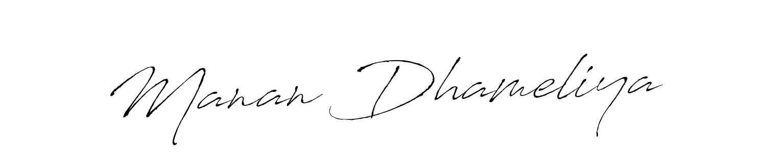 How to make Manan Dhameliya signature? Antro_Vectra is a professional autograph style. Create handwritten signature for Manan Dhameliya name. Manan Dhameliya signature style 6 images and pictures png