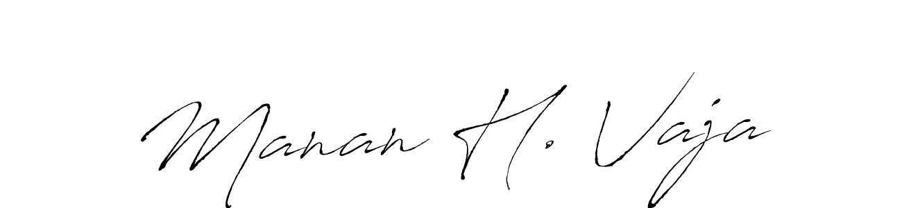 The best way (Antro_Vectra) to make a short signature is to pick only two or three words in your name. The name Manan H. Vaja include a total of six letters. For converting this name. Manan H. Vaja signature style 6 images and pictures png