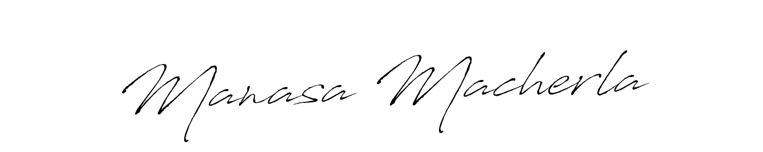 Create a beautiful signature design for name Manasa Macherla. With this signature (Antro_Vectra) fonts, you can make a handwritten signature for free. Manasa Macherla signature style 6 images and pictures png