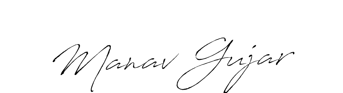 Make a beautiful signature design for name Manav Gujar. With this signature (Antro_Vectra) style, you can create a handwritten signature for free. Manav Gujar signature style 6 images and pictures png