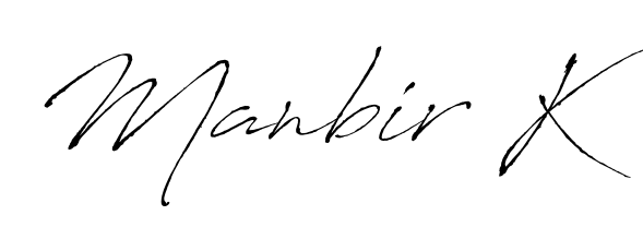 A modern signature idea for name Manbir K using Antro_Vectra font. Clean strokes and elegant curves make it stand out instantly. Manbir K signature style 6 images and pictures png
