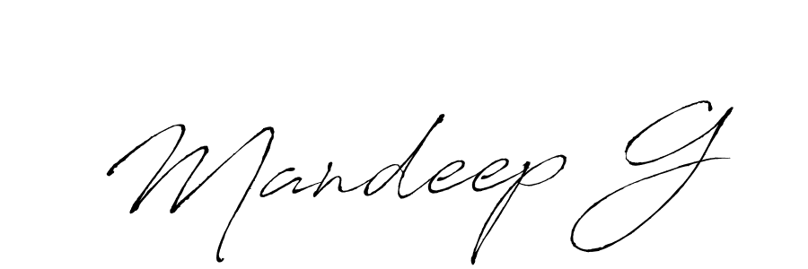 How to make Mandeep G name signature. Use Antro_Vectra style for creating short signs online. This is the latest handwritten sign. Mandeep G signature style 6 images and pictures png