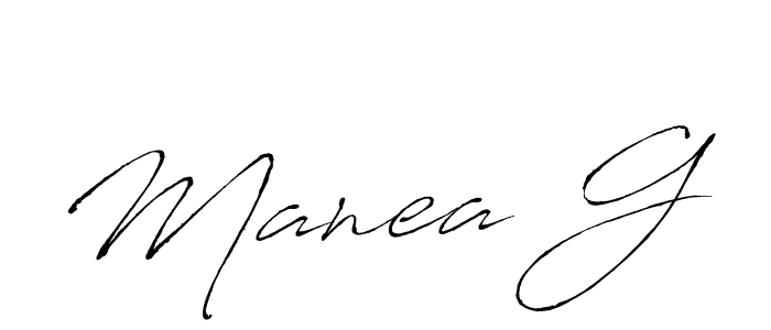 How to make Manea G name signature. Use Antro_Vectra style for creating short signs online. This is the latest handwritten sign. Manea G signature style 6 images and pictures png