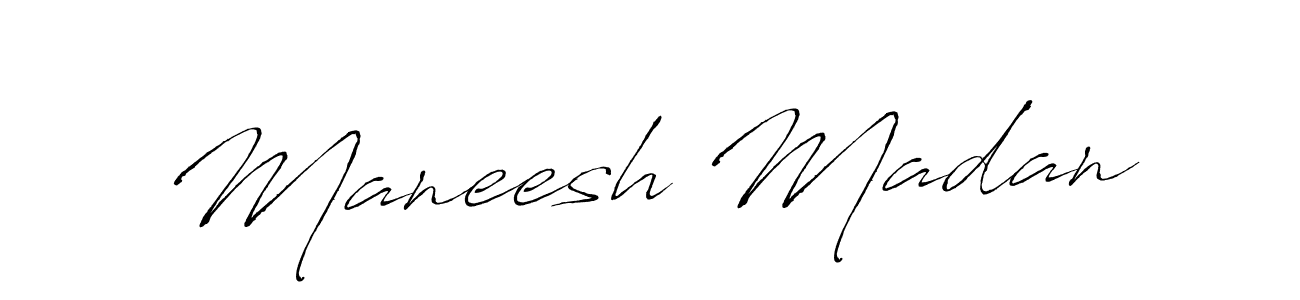 How to make Maneesh Madan name signature. Use Antro_Vectra style for creating short signs online. This is the latest handwritten sign. Maneesh Madan signature style 6 images and pictures png