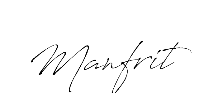 Use a signature maker to create a handwritten signature online. With this signature software, you can design (Antro_Vectra) your own signature for name Manfrit. Manfrit signature style 6 images and pictures png