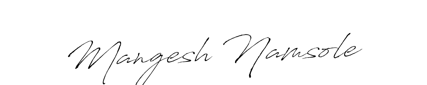 The best way (Antro_Vectra) to make a short signature is to pick only two or three words in your name. The name Mangesh Namsole include a total of six letters. For converting this name. Mangesh Namsole signature style 6 images and pictures png