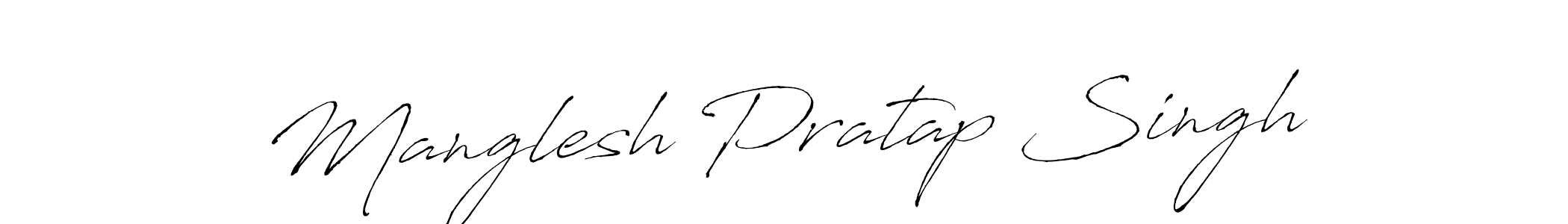 How to make Manglesh Pratap Singh name signature. Use Antro_Vectra style for creating short signs online. This is the latest handwritten sign. Manglesh Pratap Singh signature style 6 images and pictures png