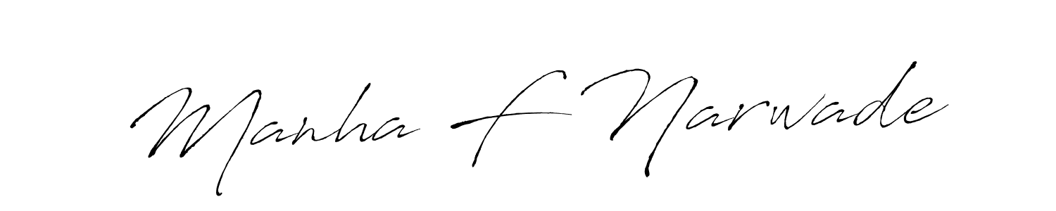 Design your own signature with our free online signature maker. With this signature software, you can create a handwritten (Antro_Vectra) signature for name Manha F Narwade. Manha F Narwade signature style 6 images and pictures png