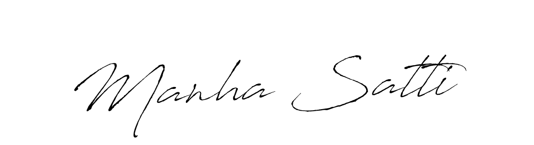 Make a beautiful signature design for name Manha Satti. With this signature (Antro_Vectra) style, you can create a handwritten signature for free. Manha Satti signature style 6 images and pictures png