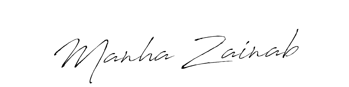 Make a beautiful signature design for name Manha Zainab. With this signature (Antro_Vectra) style, you can create a handwritten signature for free. Manha Zainab signature style 6 images and pictures png