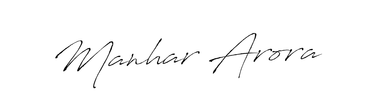 Make a beautiful signature design for name Manhar Arora. With this signature (Antro_Vectra) style, you can create a handwritten signature for free. Manhar Arora signature style 6 images and pictures png