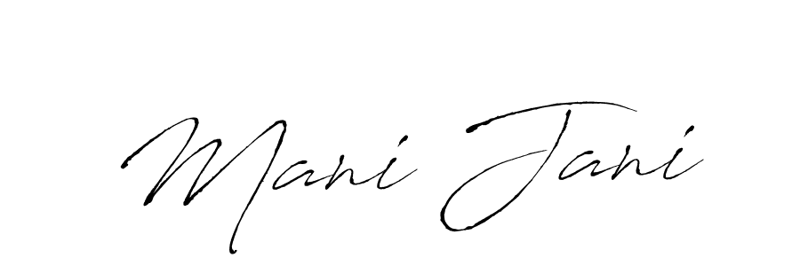 It looks lik you need a new signature style for name Mani Jani. Design unique handwritten (Antro_Vectra) signature with our free signature maker in just a few clicks. Mani Jani signature style 6 images and pictures png