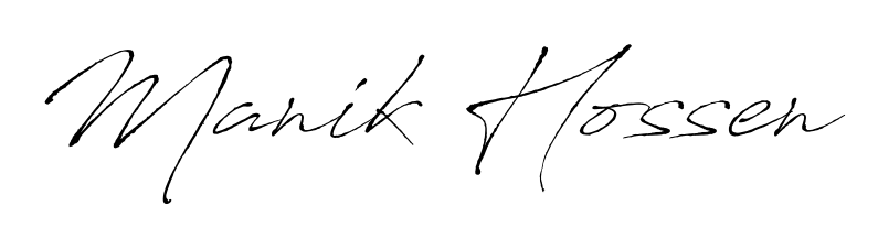 Use a signature maker to create a handwritten signature online. With this signature software, you can design (Antro_Vectra) your own signature for name Manik Hossen. Manik Hossen signature style 6 images and pictures png