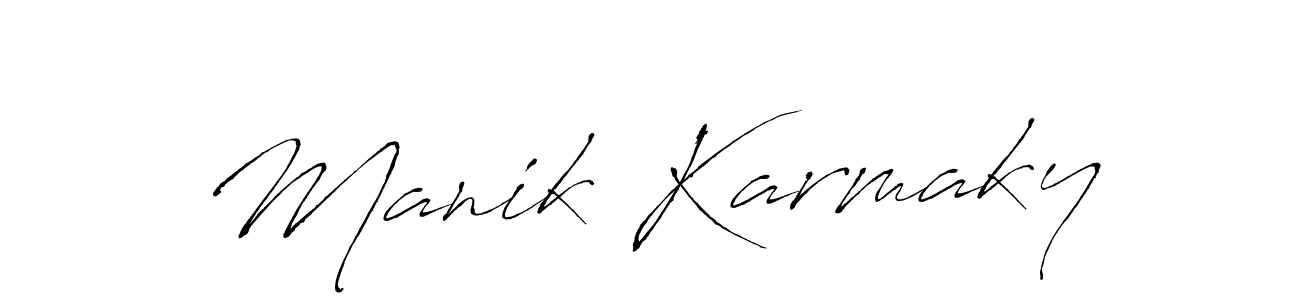 How to make Manik Karmaky name signature. Use Antro_Vectra style for creating short signs online. This is the latest handwritten sign. Manik Karmaky signature style 6 images and pictures png