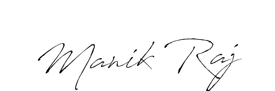 Make a beautiful signature design for name Manik Raj. With this signature (Antro_Vectra) style, you can create a handwritten signature for free. Manik Raj signature style 6 images and pictures png