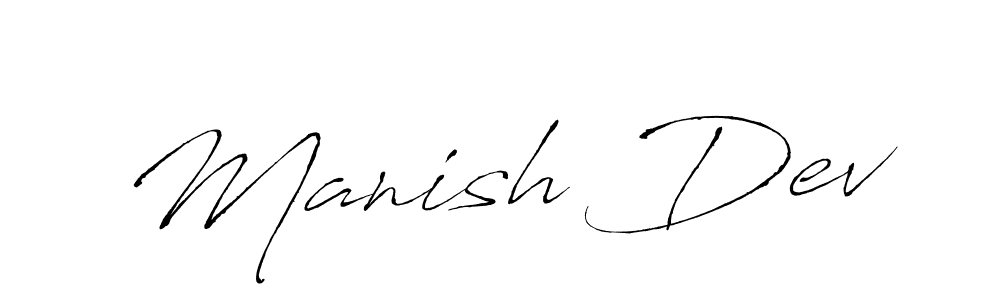 Manish Dev stylish signature style. Best Handwritten Sign (Antro_Vectra) for my name. Handwritten Signature Collection Ideas for my name Manish Dev. Manish Dev signature style 6 images and pictures png