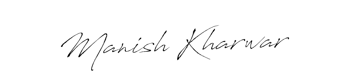 How to make Manish Kharwar name signature. Use Antro_Vectra style for creating short signs online. This is the latest handwritten sign. Manish Kharwar signature style 6 images and pictures png