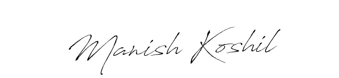Make a beautiful signature design for name Manish Koshil. With this signature (Antro_Vectra) style, you can create a handwritten signature for free. Manish Koshil signature style 6 images and pictures png
