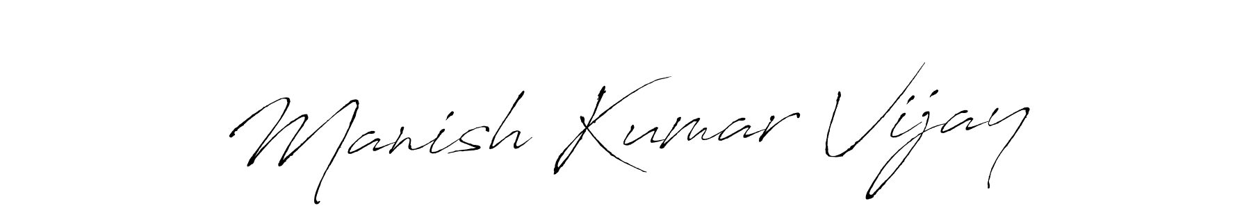 How to make Manish Kumar Vijay name signature. Use Antro_Vectra style for creating short signs online. This is the latest handwritten sign. Manish Kumar Vijay signature style 6 images and pictures png