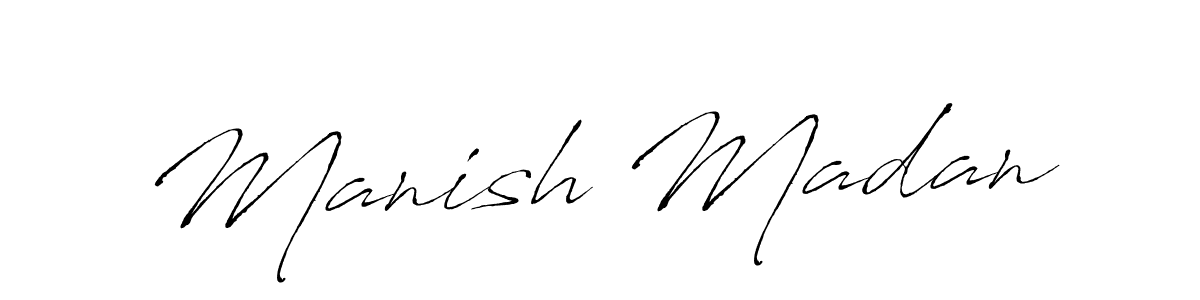 Manish Madan stylish signature style. Best Handwritten Sign (Antro_Vectra) for my name. Handwritten Signature Collection Ideas for my name Manish Madan. Manish Madan signature style 6 images and pictures png