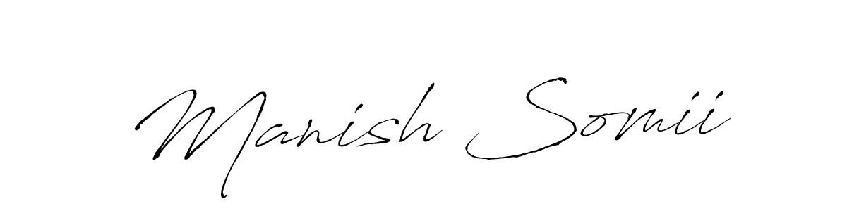 How to make Manish Somii name signature. Use Antro_Vectra style for creating short signs online. This is the latest handwritten sign. Manish Somii signature style 6 images and pictures png