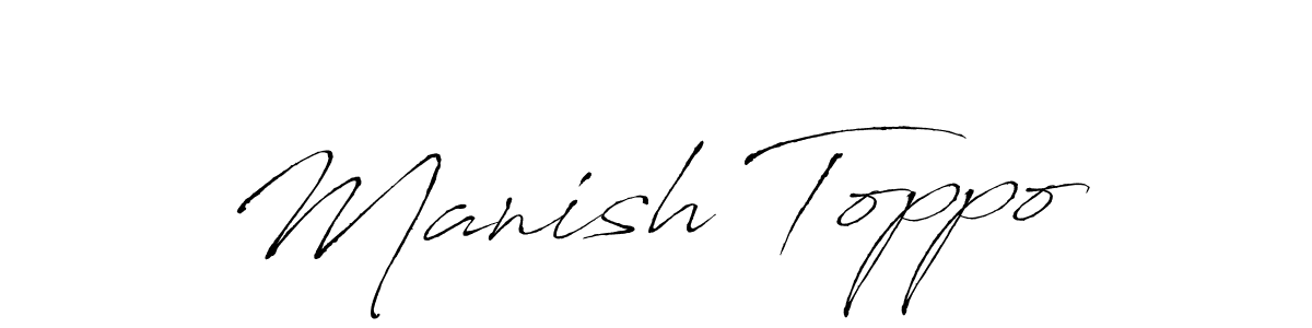 The best way (Antro_Vectra) to make a short signature is to pick only two or three words in your name. The name Manish Toppo include a total of six letters. For converting this name. Manish Toppo signature style 6 images and pictures png