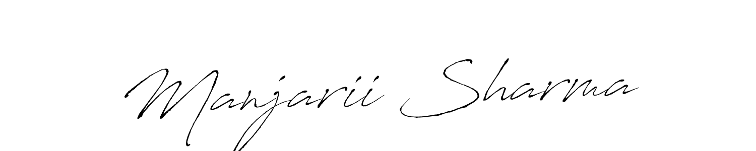 How to make Manjarii Sharma name signature. Use Antro_Vectra style for creating short signs online. This is the latest handwritten sign. Manjarii Sharma signature style 6 images and pictures png