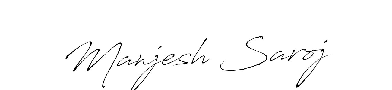 The best way (Antro_Vectra) to make a short signature is to pick only two or three words in your name. The name Manjesh Saroj include a total of six letters. For converting this name. Manjesh Saroj signature style 6 images and pictures png