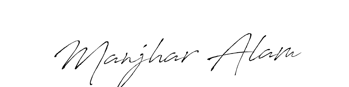 How to make Manjhar Alam name signature. Use Antro_Vectra style for creating short signs online. This is the latest handwritten sign. Manjhar Alam signature style 6 images and pictures png