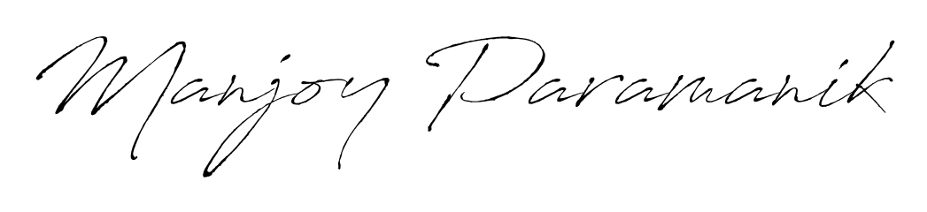 Discover how Manjoy Paramanik looks in an executive cursive font (Antro_Vectra). Perfect for legal documents, invoices, and certificates. Manjoy Paramanik signature style 6 images and pictures png