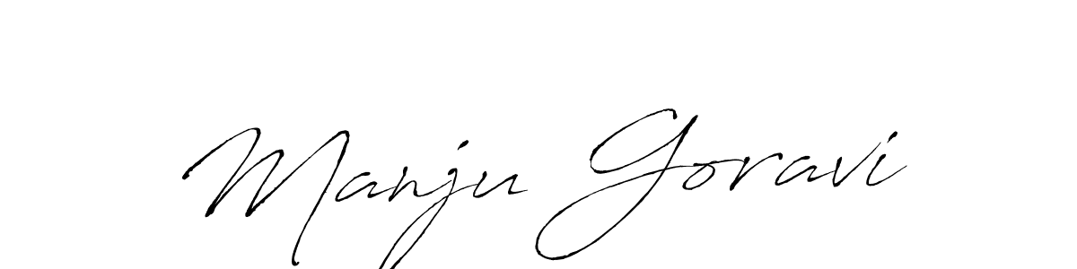 How to make Manju Goravi name signature. Use Antro_Vectra style for creating short signs online. This is the latest handwritten sign. Manju Goravi signature style 6 images and pictures png