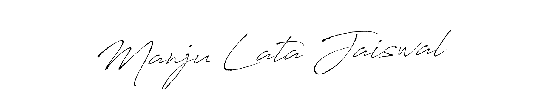 How to make Manju Lata Jaiswal name signature. Use Antro_Vectra style for creating short signs online. This is the latest handwritten sign. Manju Lata Jaiswal signature style 6 images and pictures png
