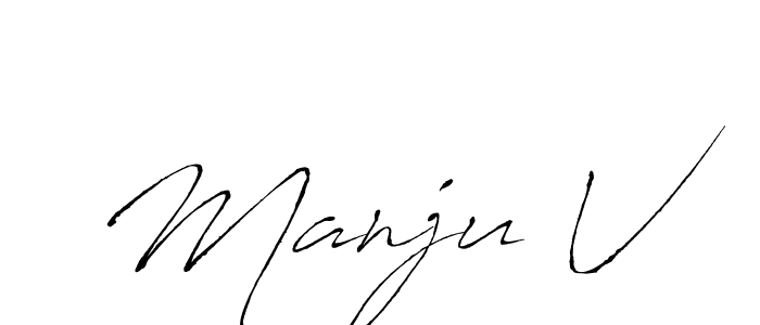 The best way (Antro_Vectra) to make a short signature is to pick only two or three words in your name. The name Manju V include a total of six letters. For converting this name. Manju V signature style 6 images and pictures png