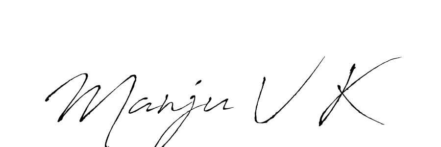 Design your own signature with our free online signature maker. With this signature software, you can create a handwritten (Antro_Vectra) signature for name Manju V K. Manju V K signature style 6 images and pictures png