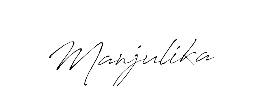 The best way (Antro_Vectra) to make a short signature is to pick only two or three words in your name. The name Manjulika include a total of six letters. For converting this name. Manjulika signature style 6 images and pictures png