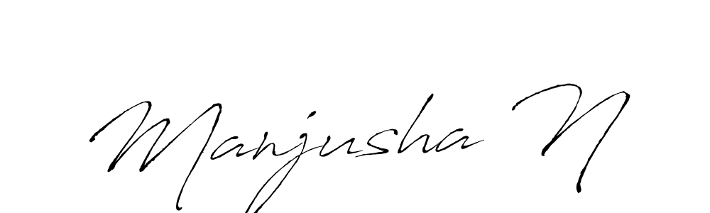 How to make Manjusha N name signature. Use Antro_Vectra style for creating short signs online. This is the latest handwritten sign. Manjusha N signature style 6 images and pictures png