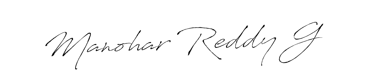 The best way (Antro_Vectra) to make a short signature is to pick only two or three words in your name. The name Manohar Reddy G include a total of six letters. For converting this name. Manohar Reddy G signature style 6 images and pictures png