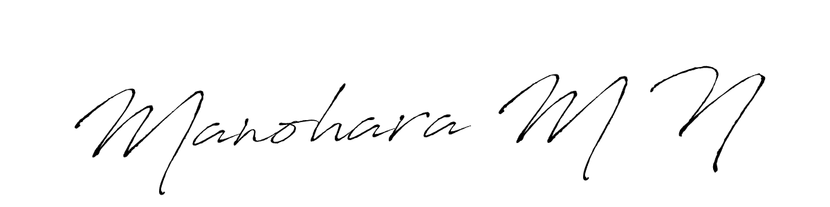 The best way (Antro_Vectra) to make a short signature is to pick only two or three words in your name. The name Manohara M N include a total of six letters. For converting this name. Manohara M N signature style 6 images and pictures png