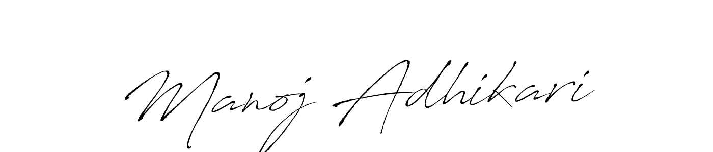 How to make Manoj Adhikari name signature. Use Antro_Vectra style for creating short signs online. This is the latest handwritten sign. Manoj Adhikari signature style 6 images and pictures png