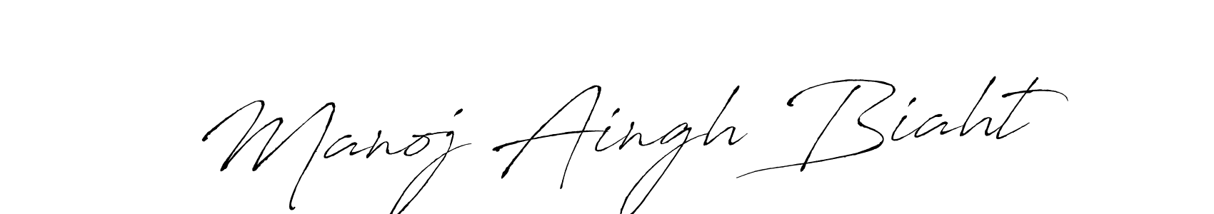 The best way (Antro_Vectra) to make a short signature is to pick only two or three words in your name. The name Manoj Aingh Biaht include a total of six letters. For converting this name. Manoj Aingh Biaht signature style 6 images and pictures png