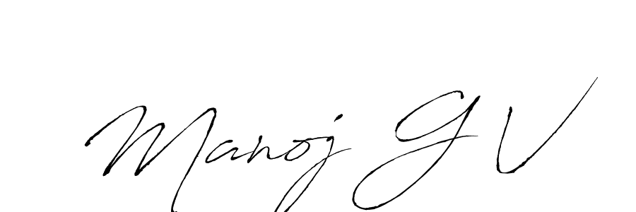 How to make Manoj G V name signature. Use Antro_Vectra style for creating short signs online. This is the latest handwritten sign. Manoj G V signature style 6 images and pictures png