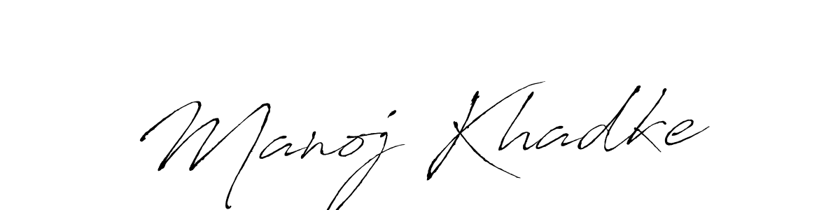 How to make Manoj Khadke name signature. Use Antro_Vectra style for creating short signs online. This is the latest handwritten sign. Manoj Khadke signature style 6 images and pictures png